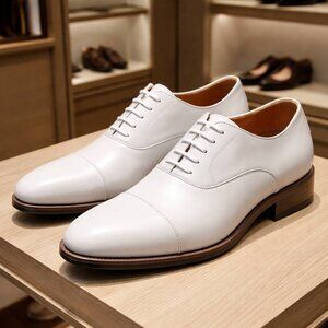 👞 White Leather Oxford Dress Shoes — Men’s